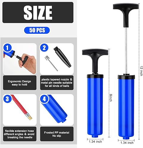 Miniatura 2 de Jerify Kit de bomba de bola de 8 pulgadas, bomba de aire portátil de pelota deportiva para fútbol con manguera de extensión de aguja, inflador para