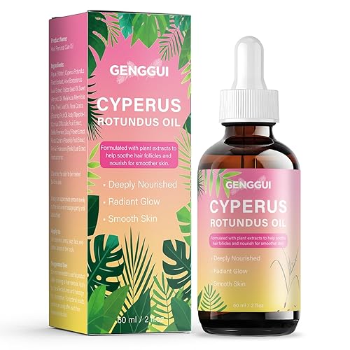 Aceite Cyperus Rotundus, depilación natural de 2.0 fl oz e hidratante calmante, reduce el crecimiento del vello corporal, fórmula suave para todo