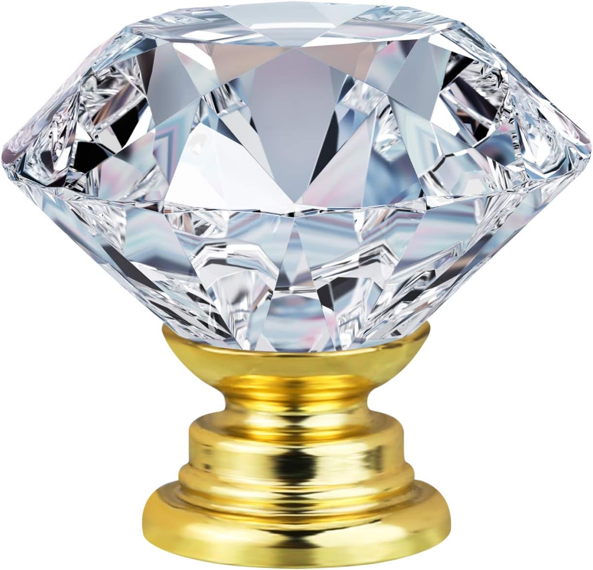 12 Pcs 30MM Kitchen Crystal Cabinet Knobs Gold Diamond Knobs for Dresser Drawers-Glass Dresser Handles(Gold)