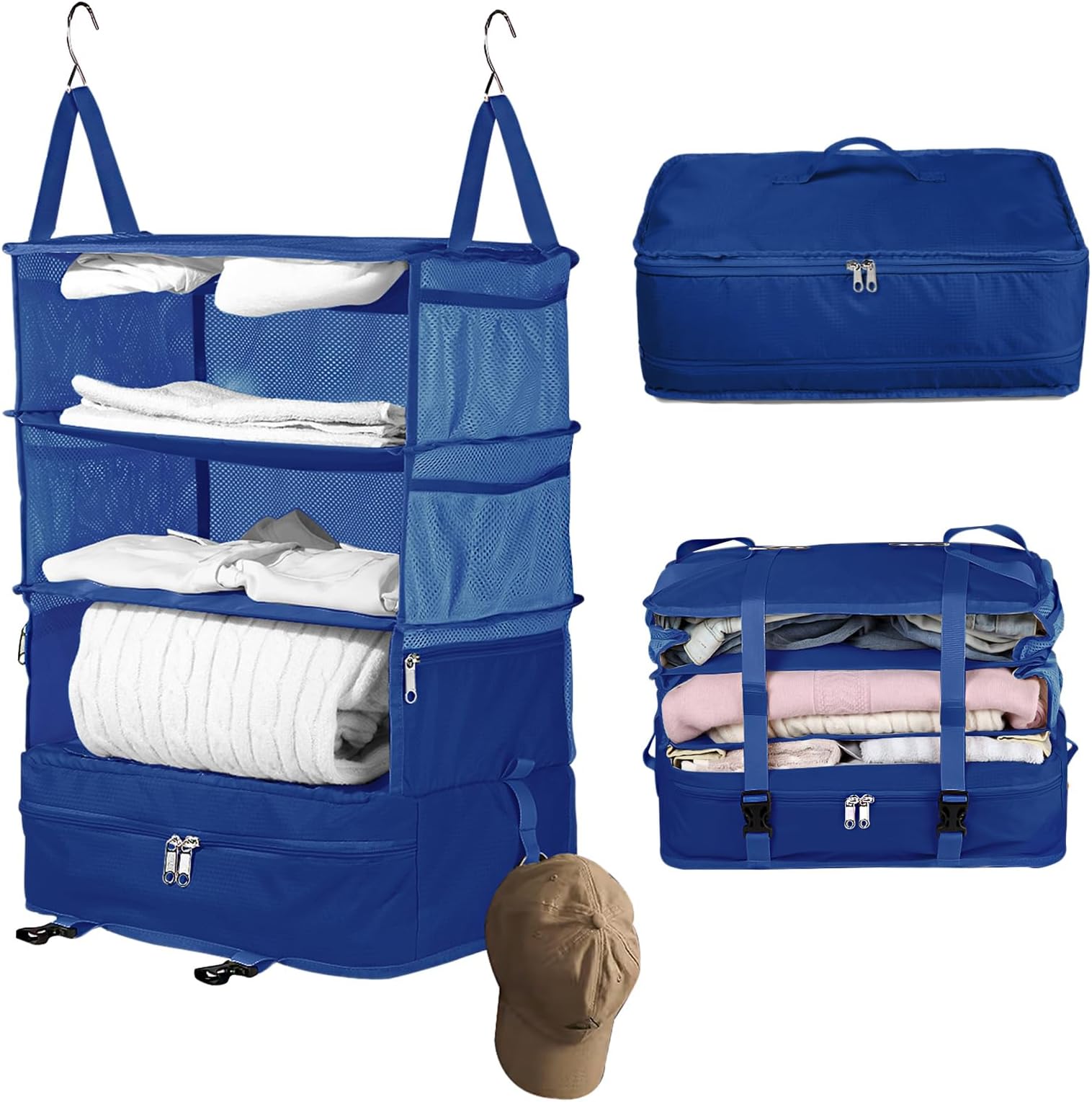 Bukere Hanging Packing Shelves for Luggage Suitcase, Portable Travel Cube Bag Organizer, Travel Essentials, Compression Closet Storage Organizer, X-Large Capacity