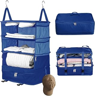 Bukere Hanging Packing Shelves for Luggage Suitcase, Portable Travel Cube Bag Organizer, Travel Essentials, Compression Closet Storage Organizer, X-Large Capacity
