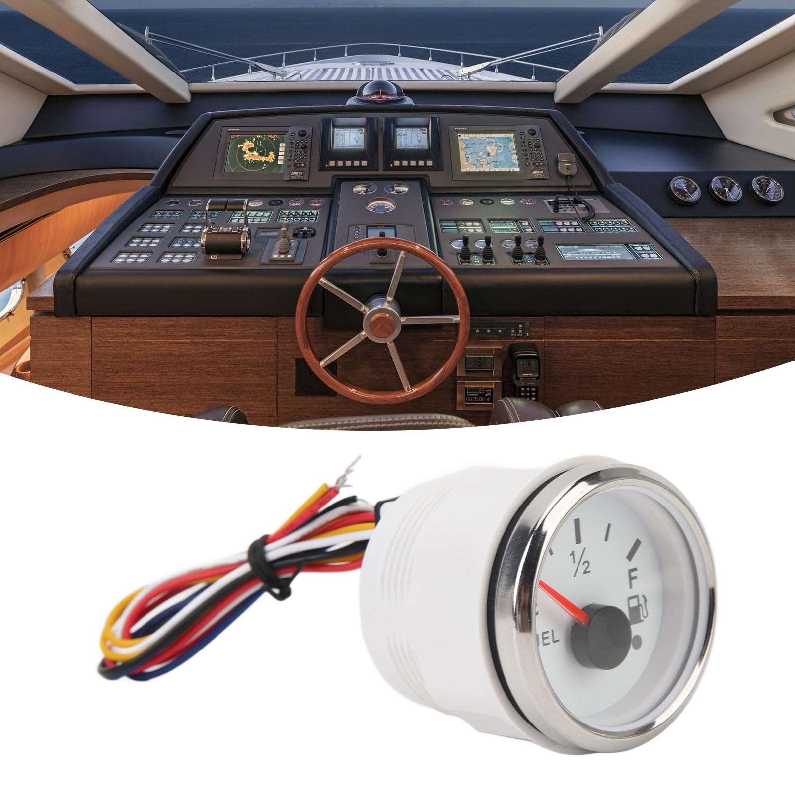 Indicatore Livello Carburante Universale Indicatore Livello Carburante Digitale Misuratore Carburante Marino 52mm DC9-32V 240-33ohm per Yacht Barche Pesca (Quadrante