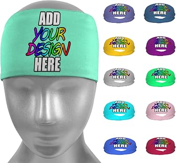 Custom Personalized Sport Headbands for Men & Women, Workout Sweatbands Stretchy Moisture Wicking Hairband Bandana Balaclava for Gym, Basketball, Running, Cycling, Yoga