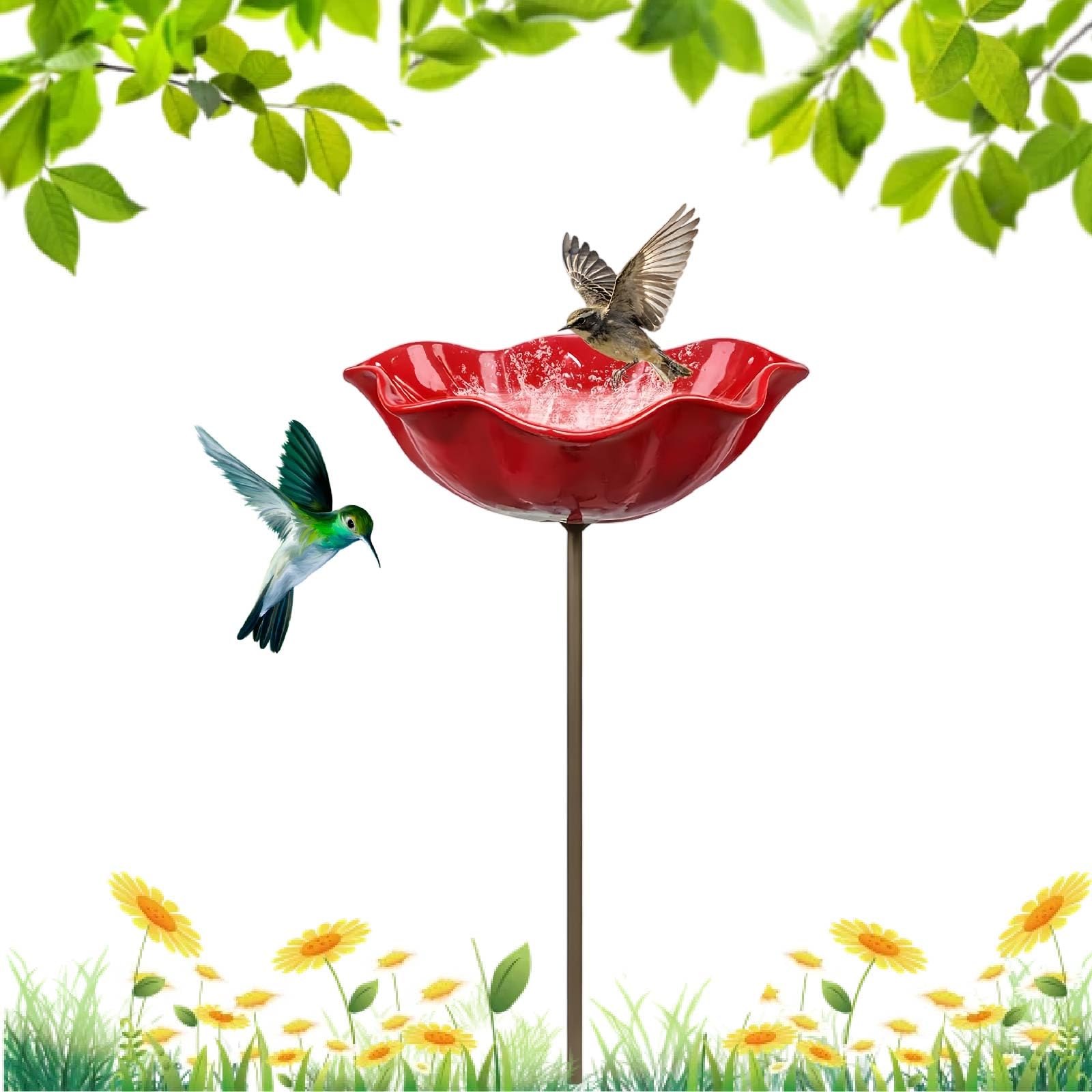 Handmade Metal Flower Garden Staker - Decorative Metal Flower Stakes with flower Design, Weather Resistant Iron Garden Art for Yard, Lawn, Patio (1pcs)