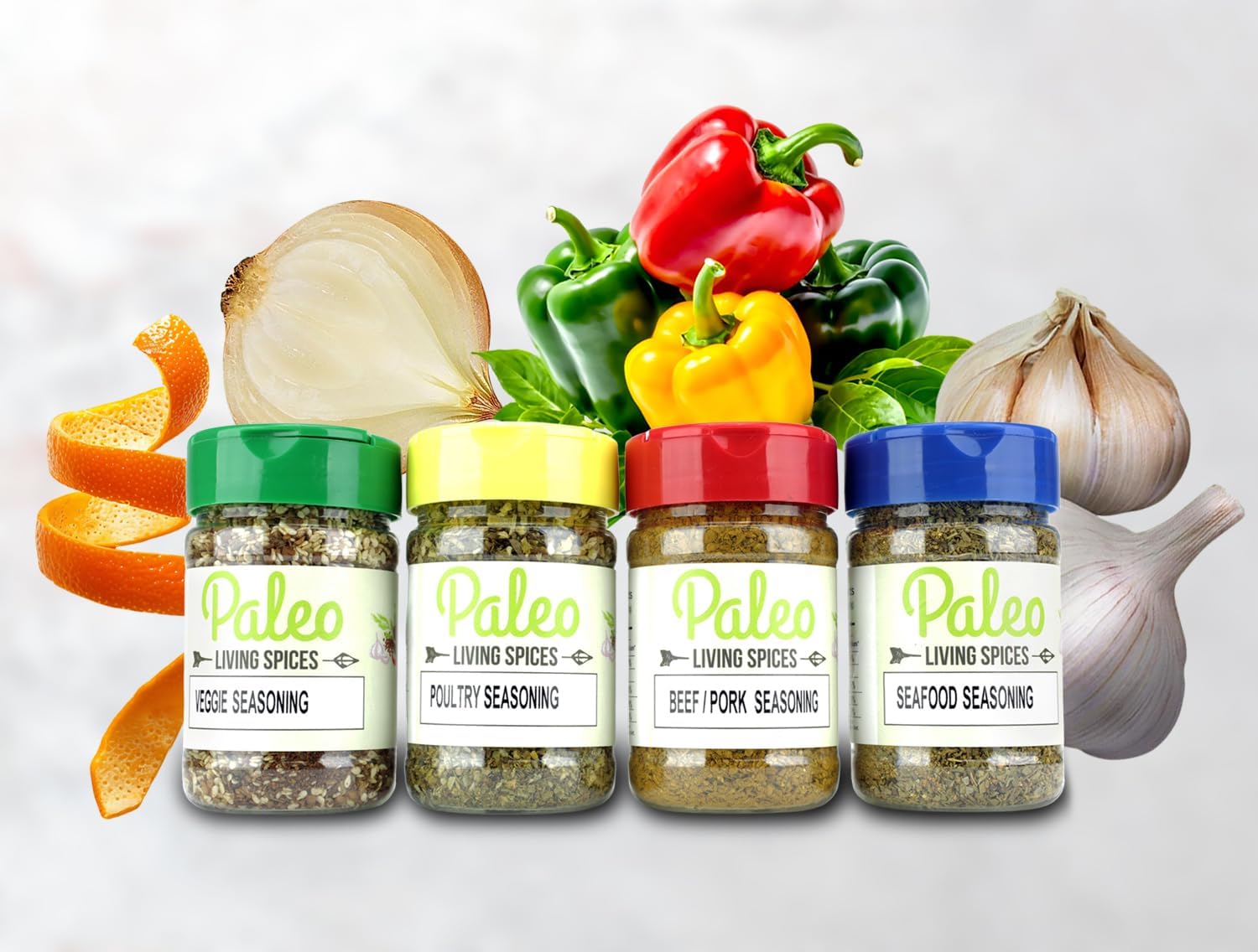 Paleo - Whole 30 - Keto - Vegan- Spice Seasonings by PALEO LIVING SPICES 4 Pack Combo Set for Cooking & Grilling - Clean Spices, Natural Seasonings, Healthy Herbs Spices & Flavor Enhancer