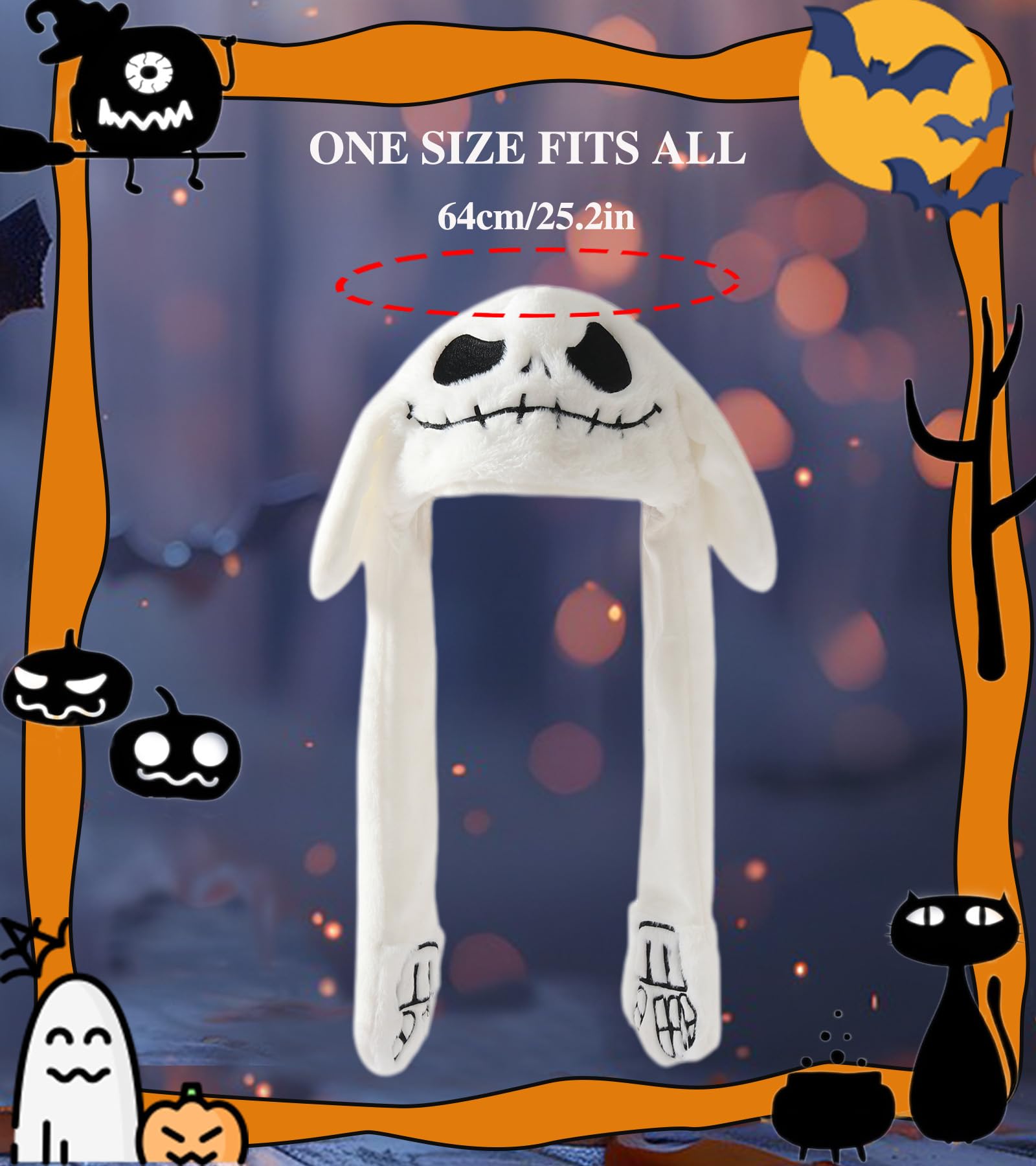 Focupaja Ear Moving Hat Animal Cosplay Hat with Floppy Ears Cartoon Jumping Cap Halloween Christmas Funny Hat White Kulou - Image 2