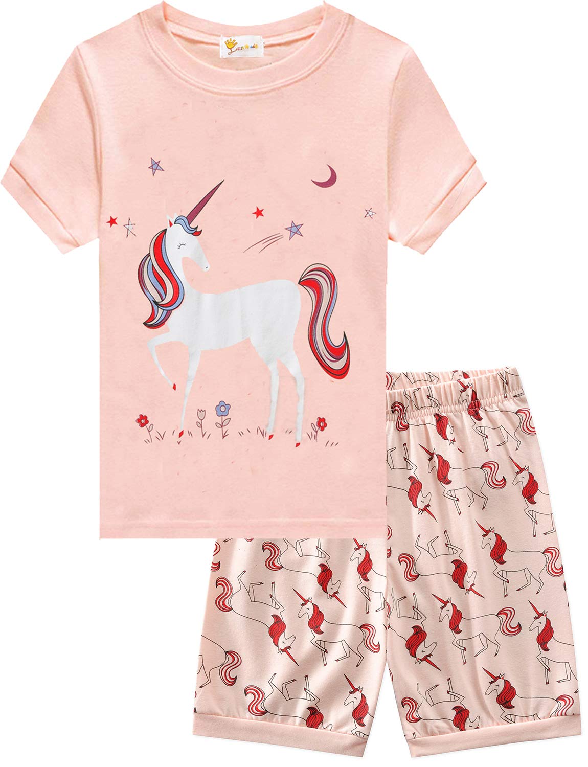 Little Girls Pajamas Short Sleeve 100% Cotton Toddler Pjs Mermaid Sleepwear Unicorn Pajama Summer Clothes Sets 1-7T