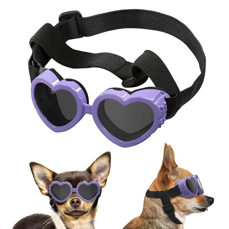 Óculos de Sol para Cães Pequenos Lewondr, Formato Coração, Purple Macaron Purple