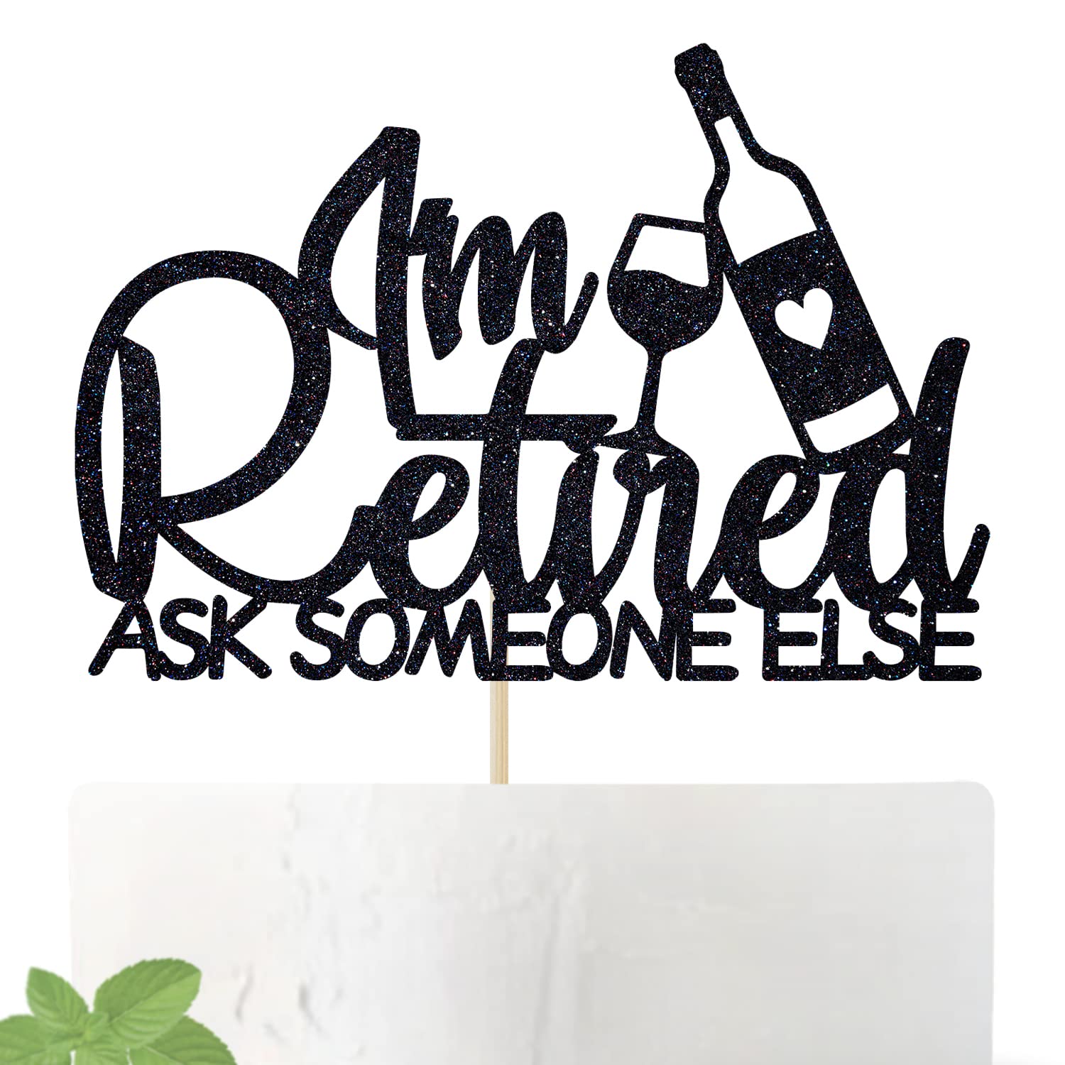 Cos mos I'm Retired Cake Topper - Happy Retirement Cake Decorating - Hello Pension Goodbye Tension - Farewell Party Decoration Supplies(Black)