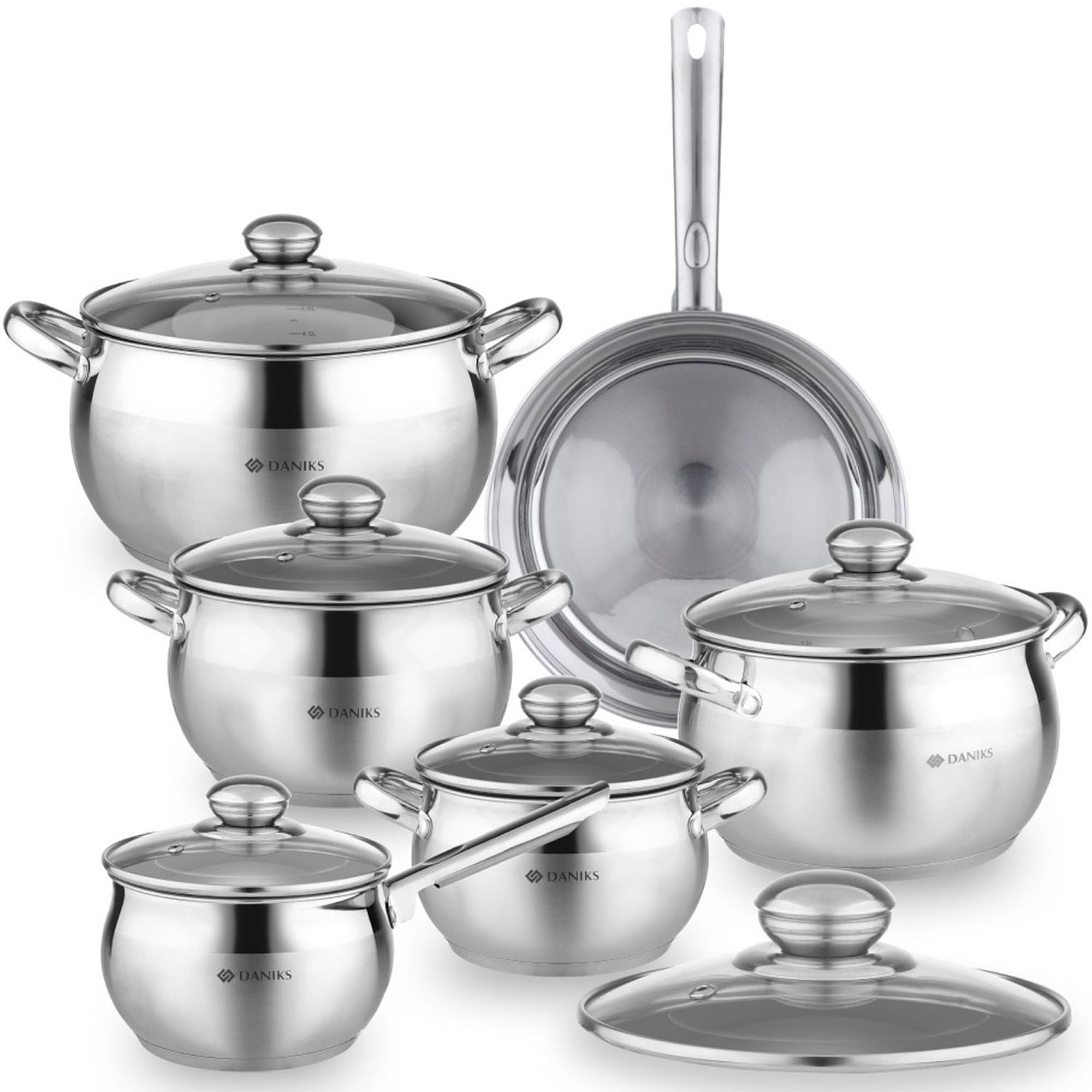 Amazon.com: Daniks Classic 12-Piece Stainless Steel Cookware Set