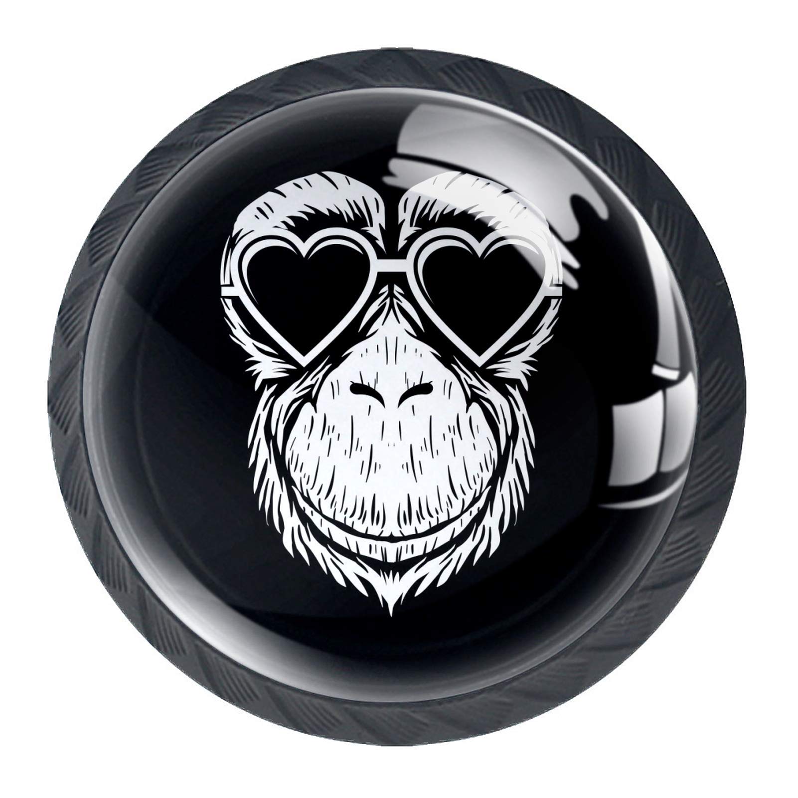 Josidd Multi 6 Kitchen Cabinet Cupboard Drawer Door Knobs Set Of 4, Cool Monkey Round Knobs And Handles For Chest Of Drawers Dresser Cabinet Cupboards, 35Mm