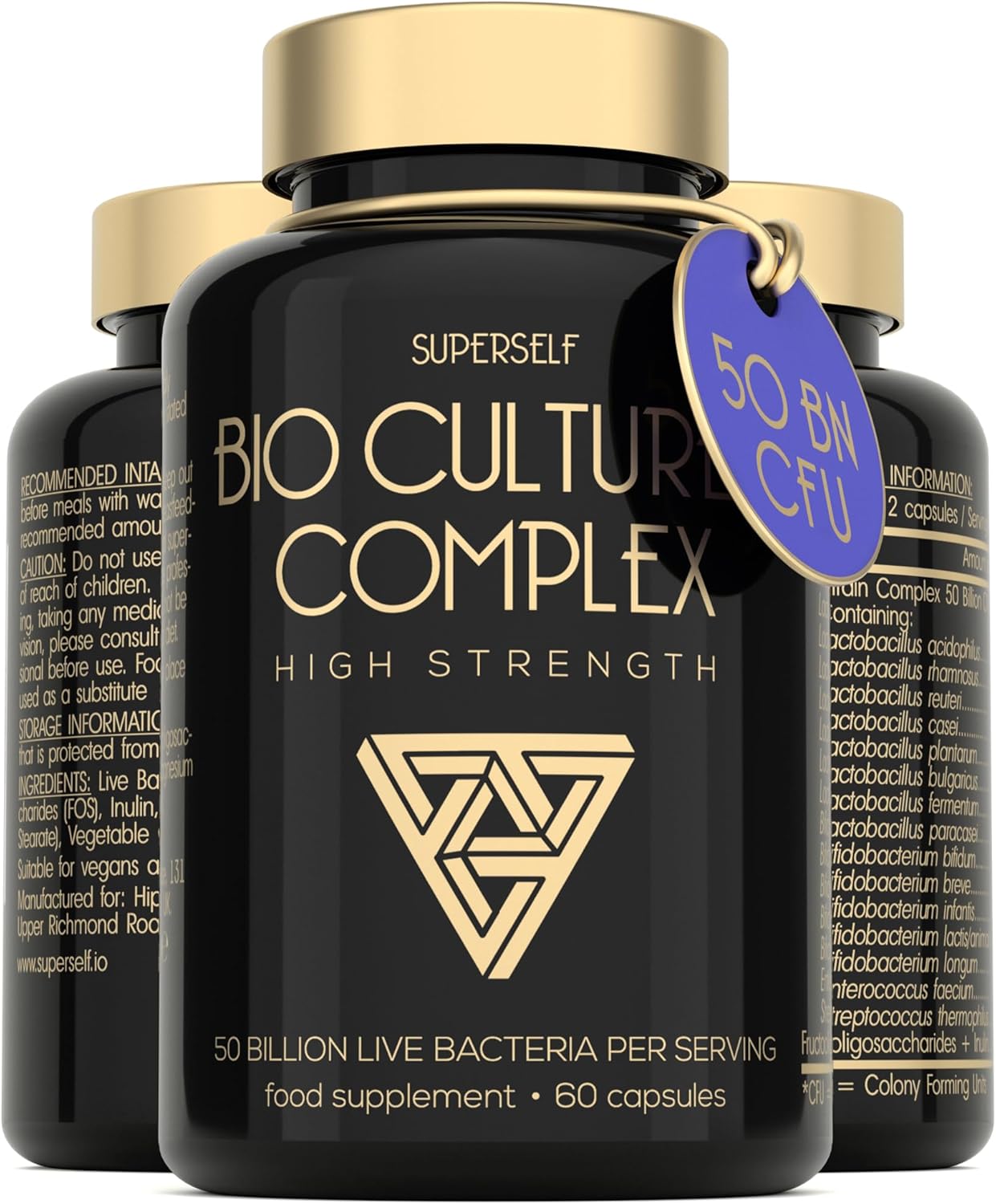 Probiotics Complex 50 Billion CFU – Bio Cultures Probiotics for Gut Health – Vegan Probiotic Supplements for Women Men Adults – 60 Acid-Resistant Capsules – 15 Strains with Prebiotics & Acidophilus
