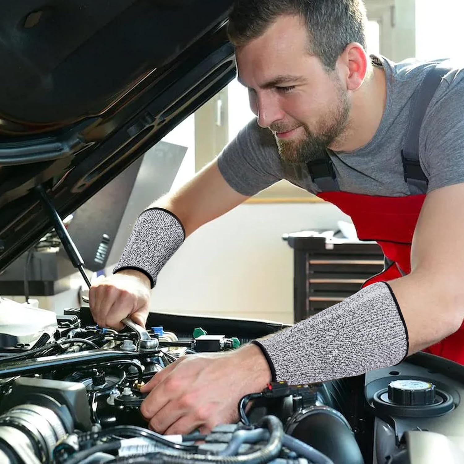 Cut Resistant Sleeves, Breathable Arm Protectors for Thin Skin, Elastic Bite Safety Reusable Protective Arm Guards Sleeves for Industrial Kitchen Garden- Grey - Image 4