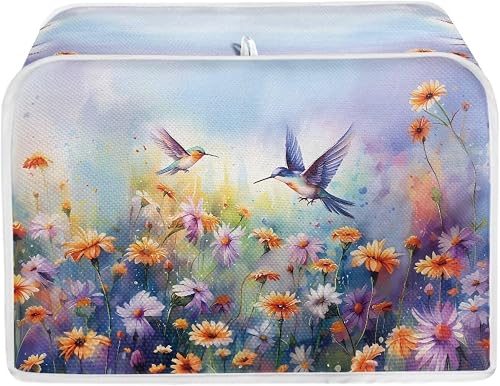 JEOCODY JE-P58-1 Toaster-Abdeckung mit Blumenmuster, 2 Scheiben, wendbar, Staubs