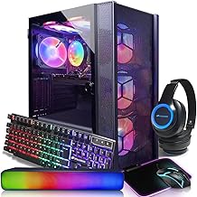 STGAubron PC de escritorio para juegos, Intel Core i5-10400F hasta 4.3G, gráficos GeForce RTX 2060S 8G, 16GB DDR4, 1TB SSD, WiFi, BT 5.0, ventilador RGB x6, teclado RGB y mouse y MS pad, barra de