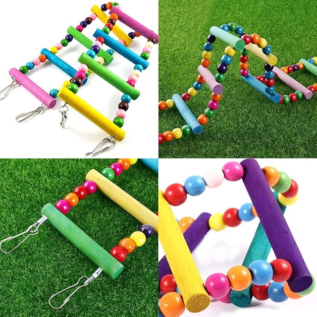 Foto 6 de 7 de MEISO 74 x 10 cm juguetes para pájaros para loro escalera, columpio, entrenamiento arco iris puente para loros