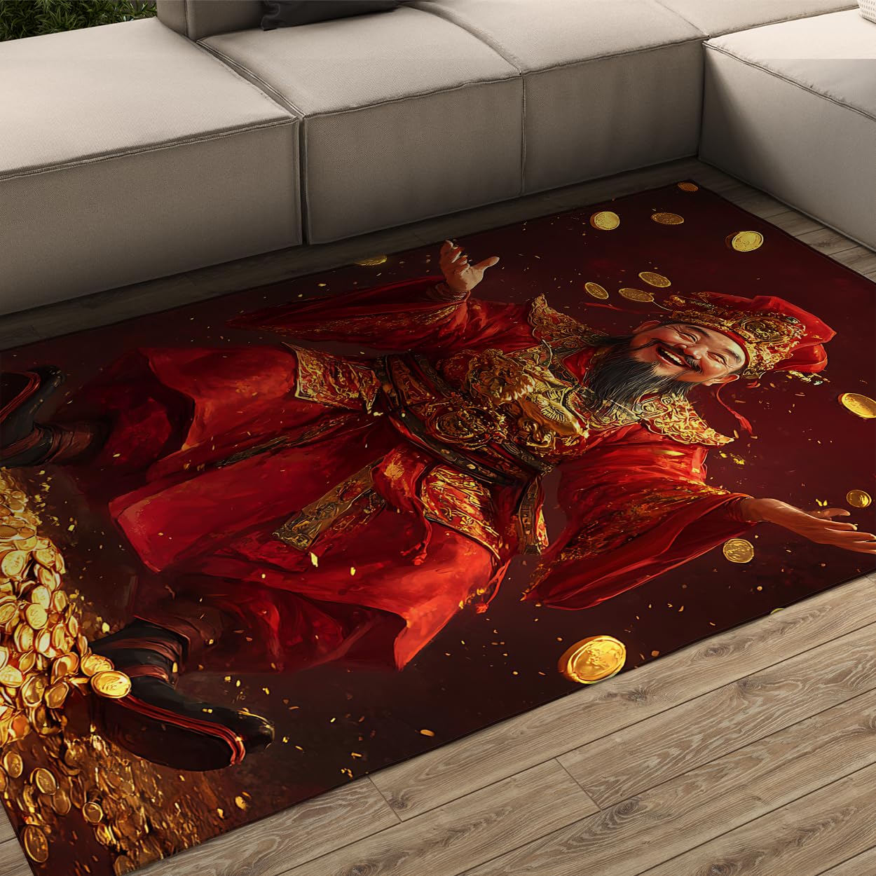 Tapis oriental rouge 140x180cm lavable et antidérapant pour salon