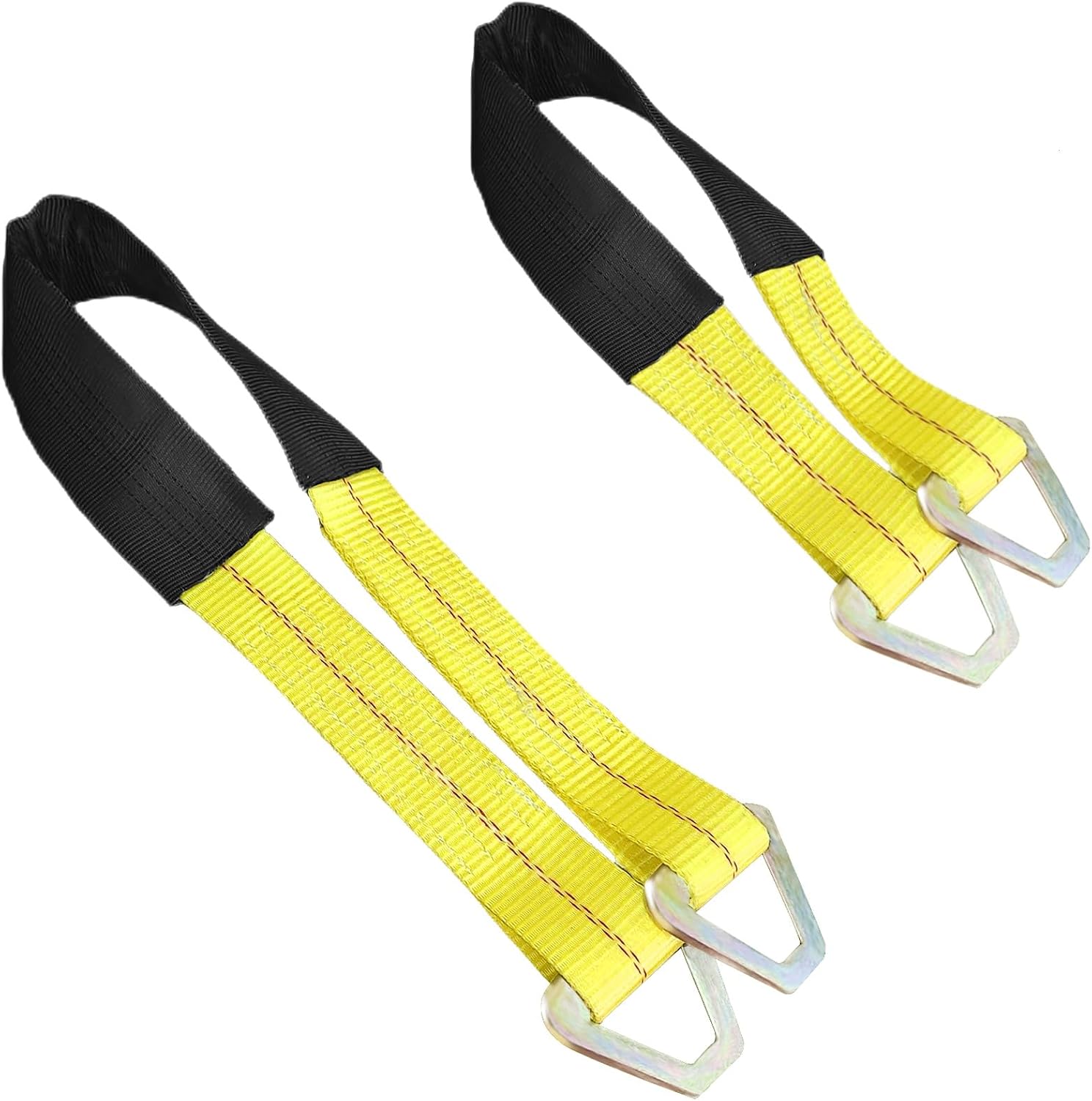 2 Pack 36" x 2" Axle Tie Down Straps with Protective Sleeves and D Rings, Heavy Duty Car Axle Straps 6000 Lb. Capacity 9000 Breaking Strength for Securing Car Transport Hauler Tow Truck