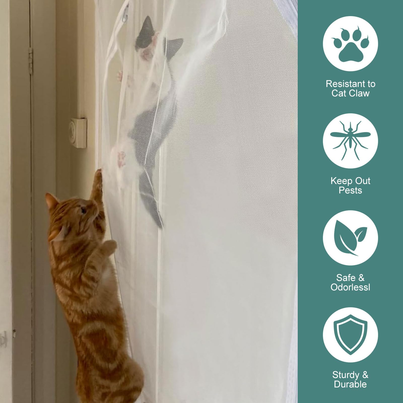 Fliegengitter für Katzen, verstärktes Netz für neue Katzen, hält Haustiere drinnen und frisch, kratzfest