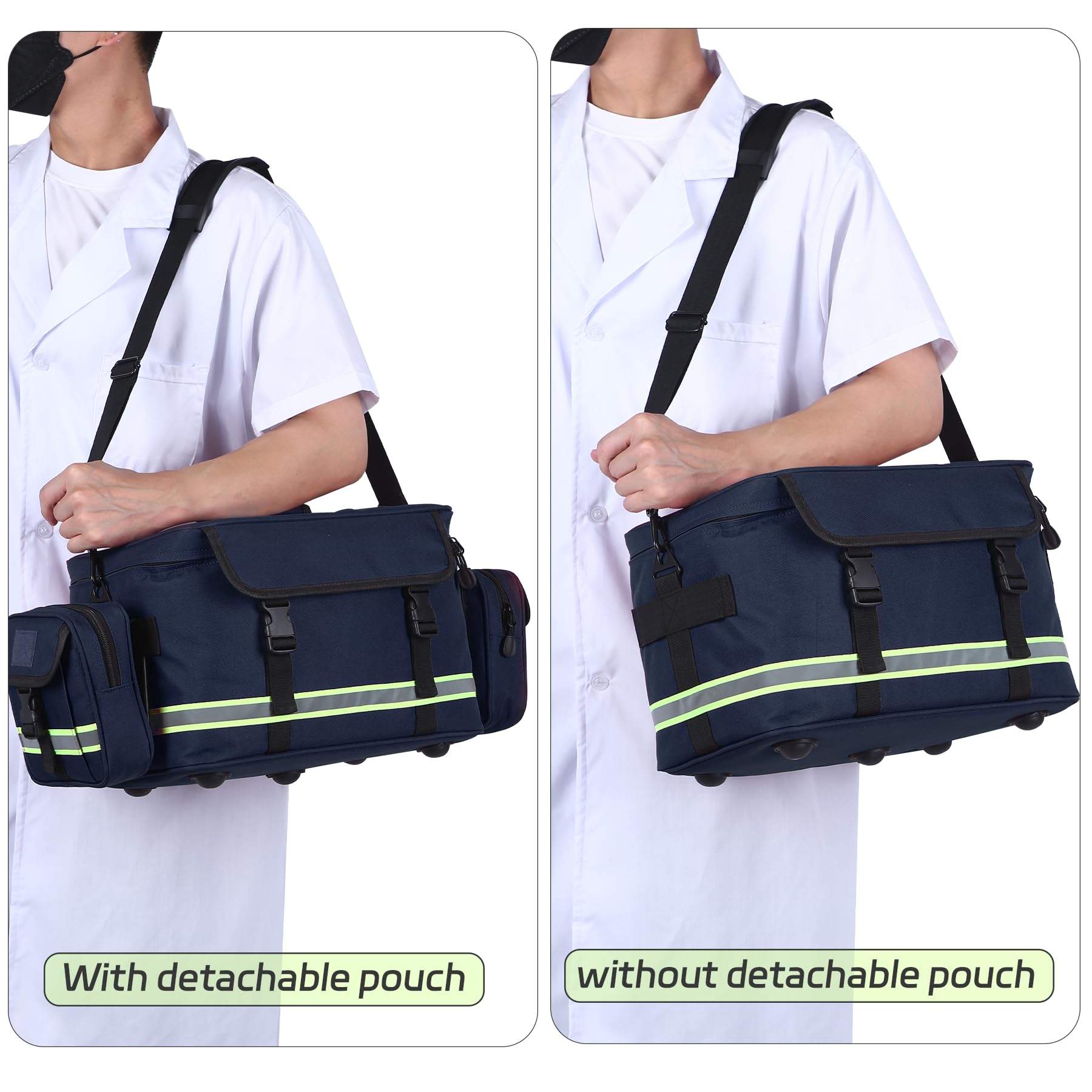 Bolsa de primeros auxilios azul con dos bolsas