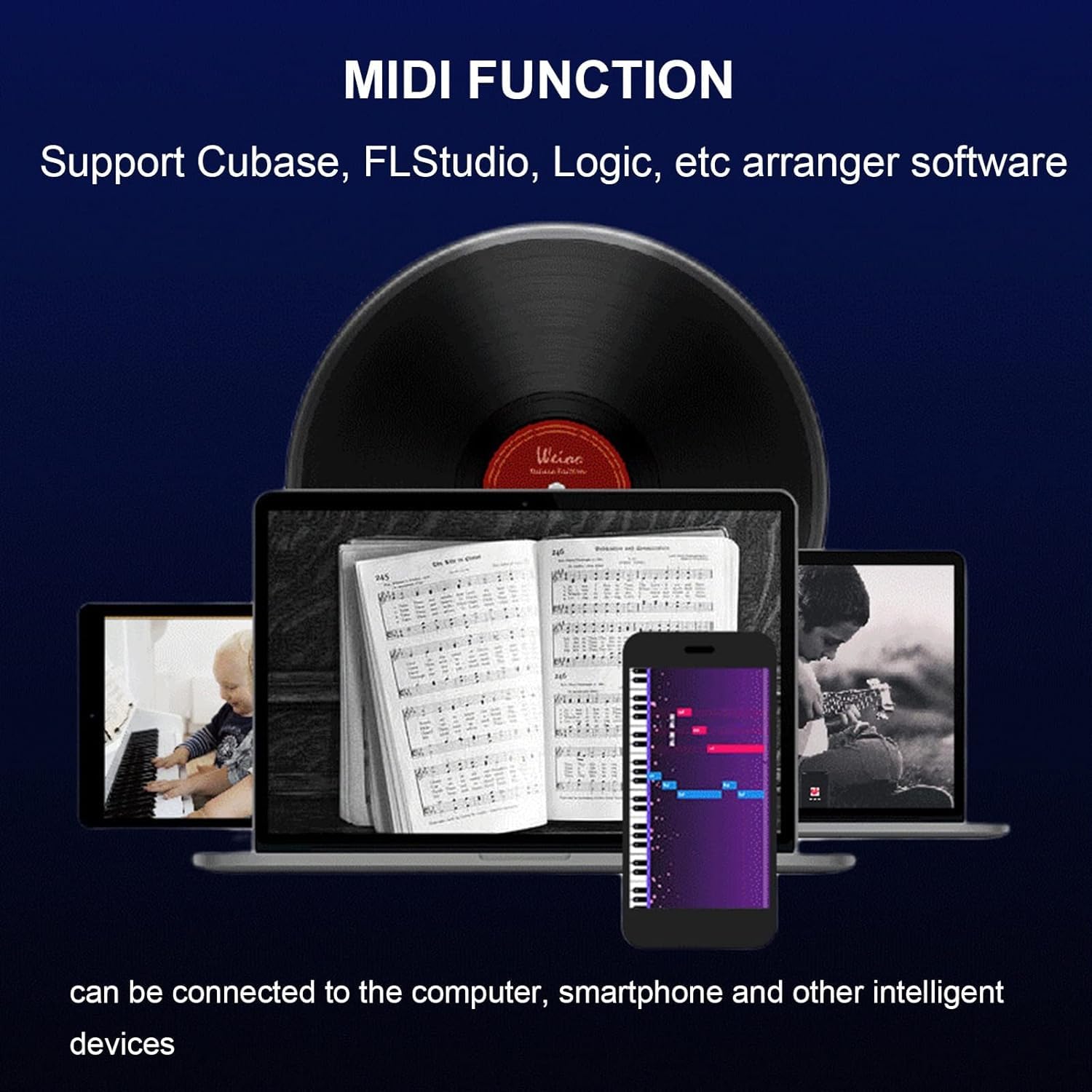 Pianoforte digitale portatile a 61 tasti con Bluetooth MIDI - Doppio altoparlante integrato e pedale Sustain per adulti, bambini e principianti