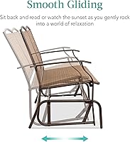 Vista 4 de Best Choice Products Columpio Deslizante de Patio al Aire Libre para 2 Personas Banco de Acero Asiento Doble Mecedora para Terraza, Porche con Tela