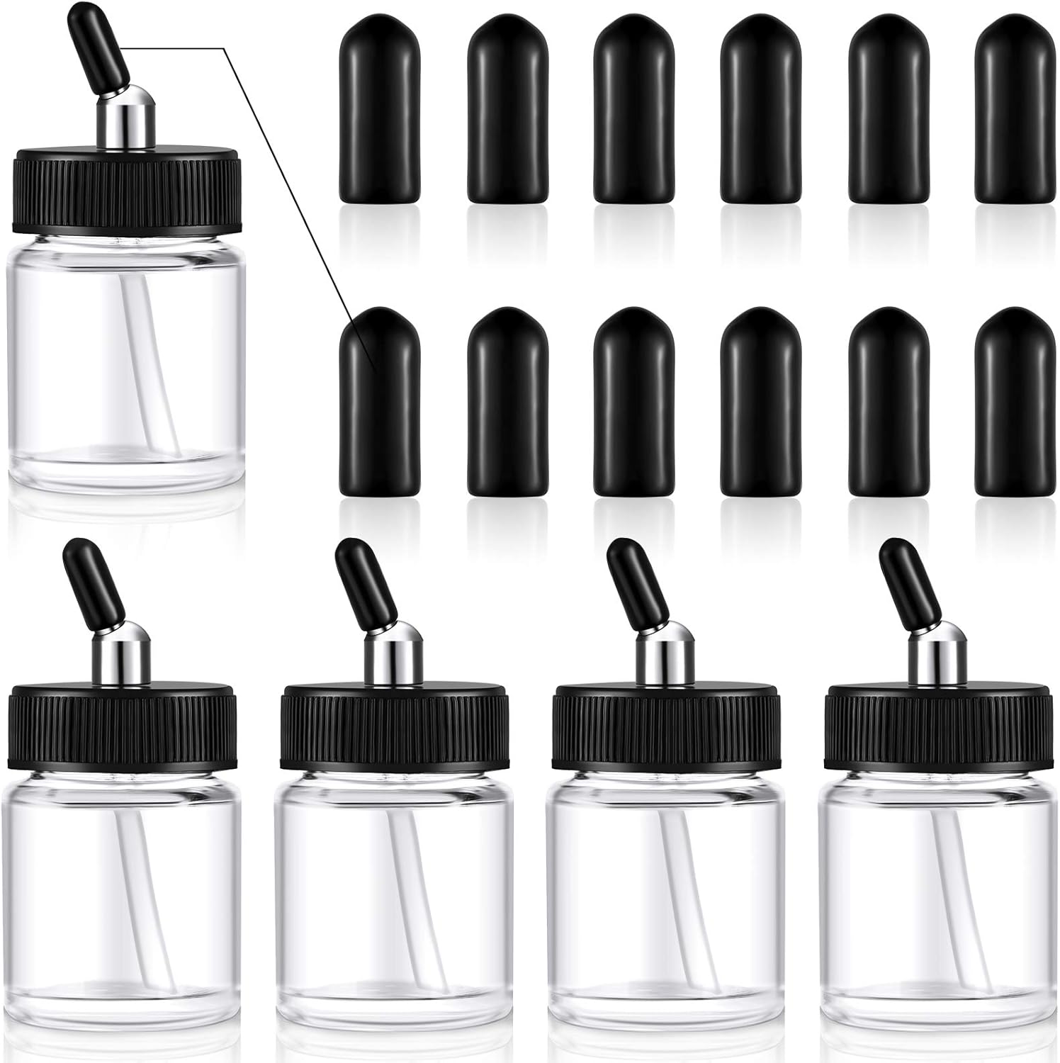 38 Pieces Airbrush Glass Jar Bottles with Airbrush Bottles
