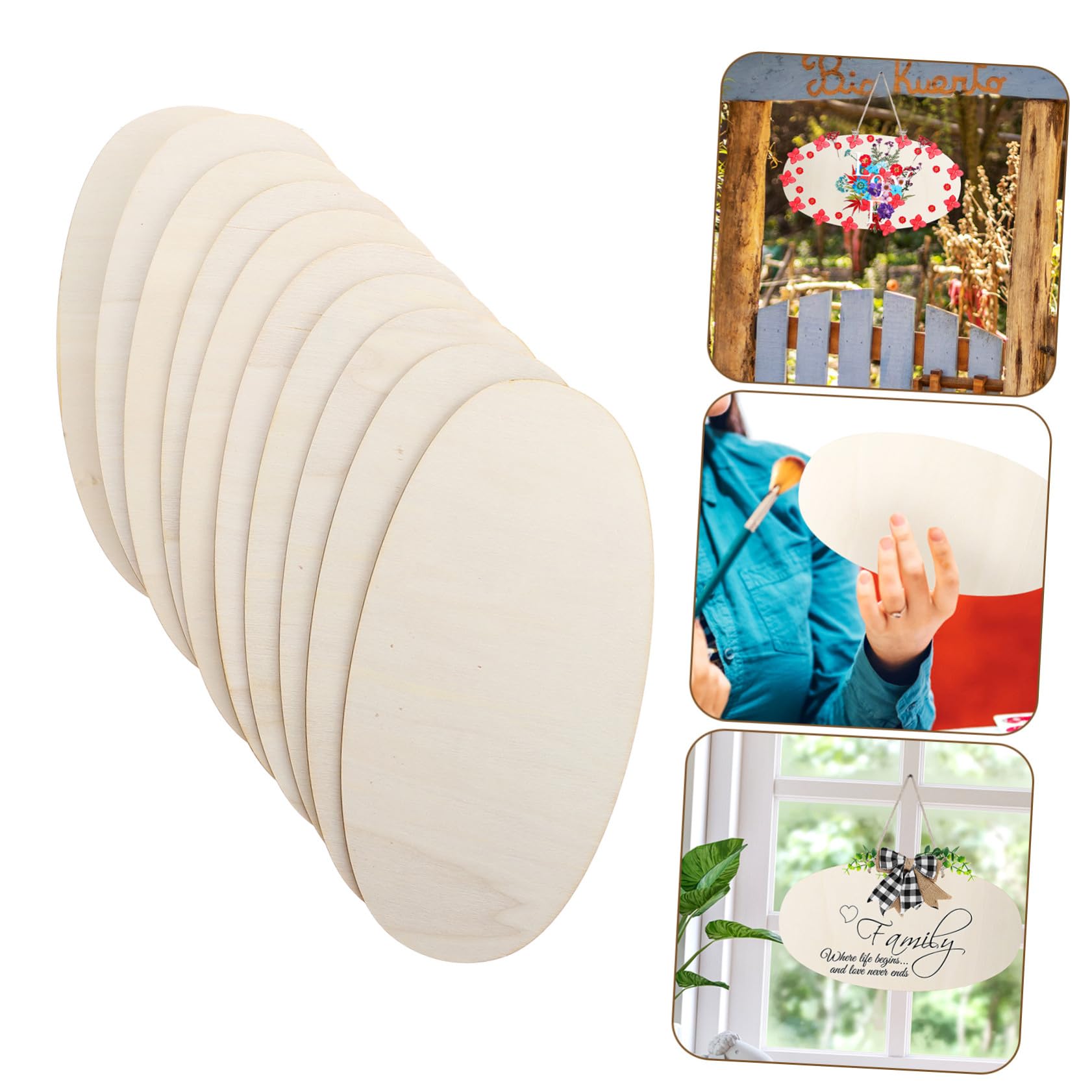 10 Stück Teiliges Ovale Unbehandelte Holzscheiben Glatte Holzrohlinge zum Bemalen und Basteln Robuste Holzchips für DIY Dekorationen Party Weihnachtsornamente