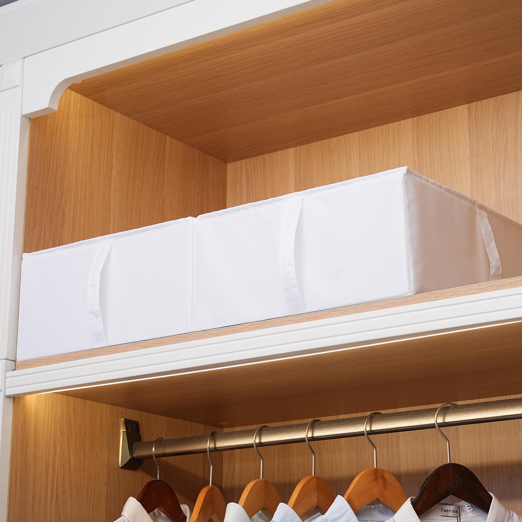 TYEERS Boîte Rangement sous Lit avec Couvercle, Tissu Durable, Lavable, Pliable, Bac Rangement pour Vêtements, Couvertures, Draps, Chaussures, 70x42x18 cm, Lot de 2, Blanc