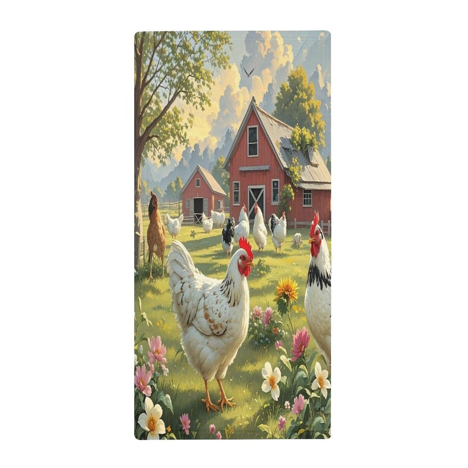 FekiLoot Chickens and Farm Bath Towel Super Soft Highly Absorbent Bath Towel Fashion Quick Drying Bathroom Towel Soft Large Fingertip Towels for Bathroom Gym Travel Camp Pool