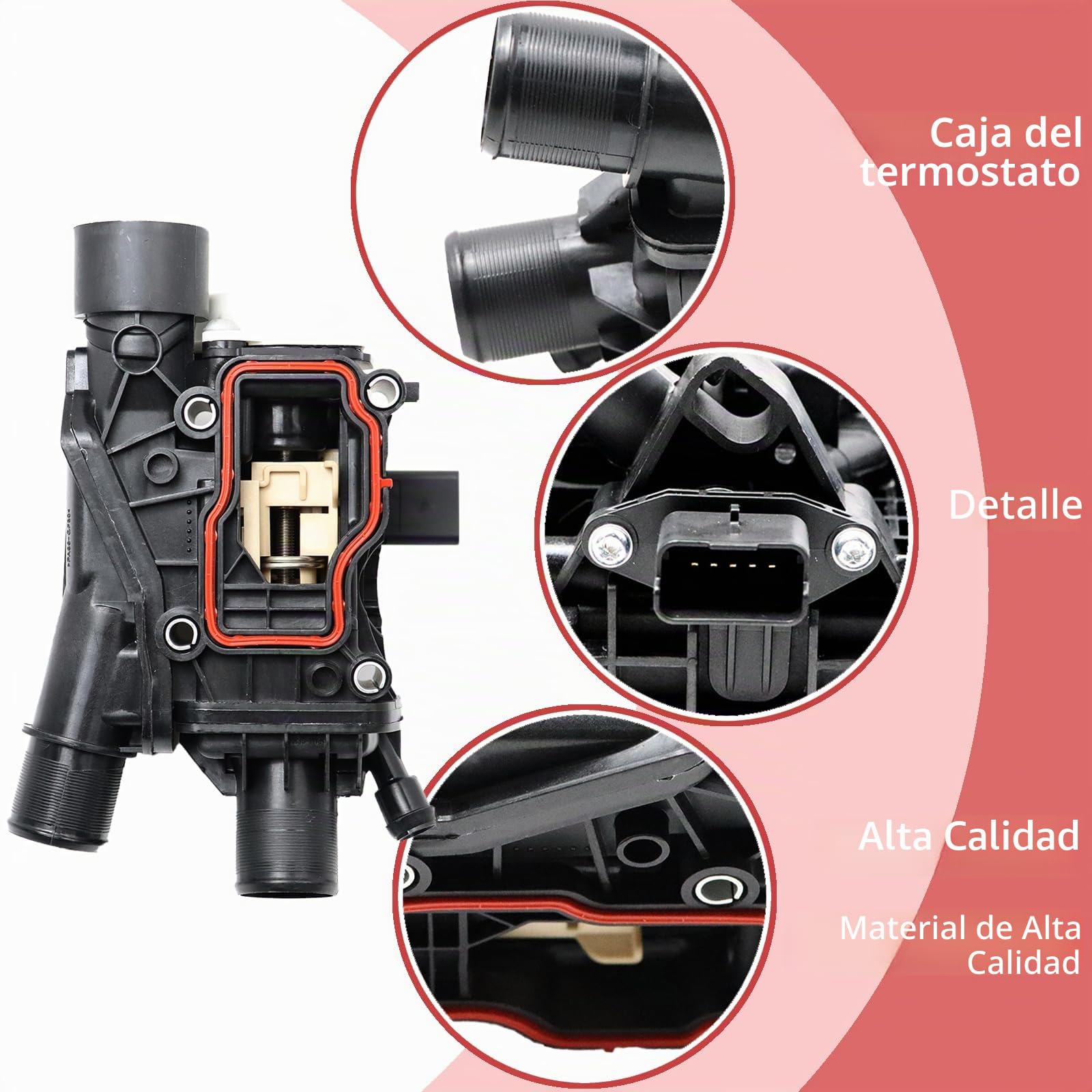Carcasa termostática compatible con Citr0en C4 C5 III 308 508 3008 5008 2.0 BlueHDi Focus Kuga DS7Q-8A586-AB Hopzty 9804160380