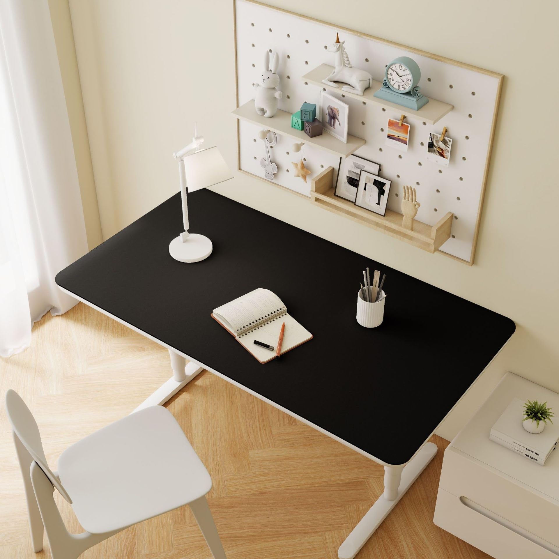 PU Leather Desk & Table Top Protector Mat, Non-Slip Surface Waterproof Desk Mat for Keyboard, Mouse & Makeup Dressing Table(Black,50x120cm)