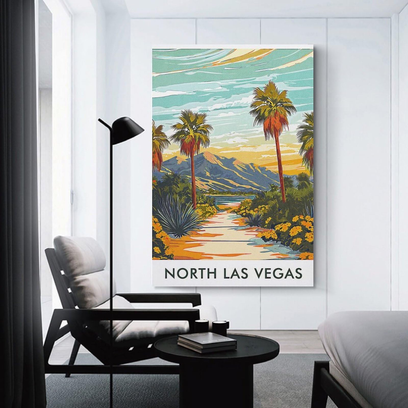 Junmoney Unframe-Style-3 Home Decor Wall Art North Las Vegas Vintage, 24X36inch(60X90cm), For Hallway, Bedroom Or Modern Interiors, Gift Idea For Housewarming And Birthdays