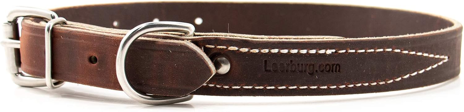 Leerburg Amish Soft Latigo Leather 1" Wide Collar (Sizes fit Necks 18"-25") w/Stainless Steel Hardware