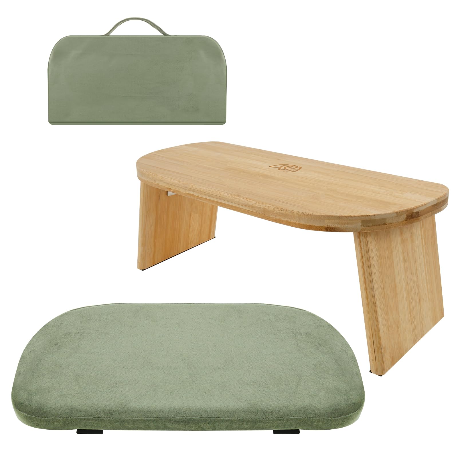 Meditationsbank,klappbarer Meditationshocker aus Bambus,Yoga Hocker mit Kissen,ergonomische Meditationsstuhl,Yoga Stuhl für spirituelle Momente im Alltag(Grün)