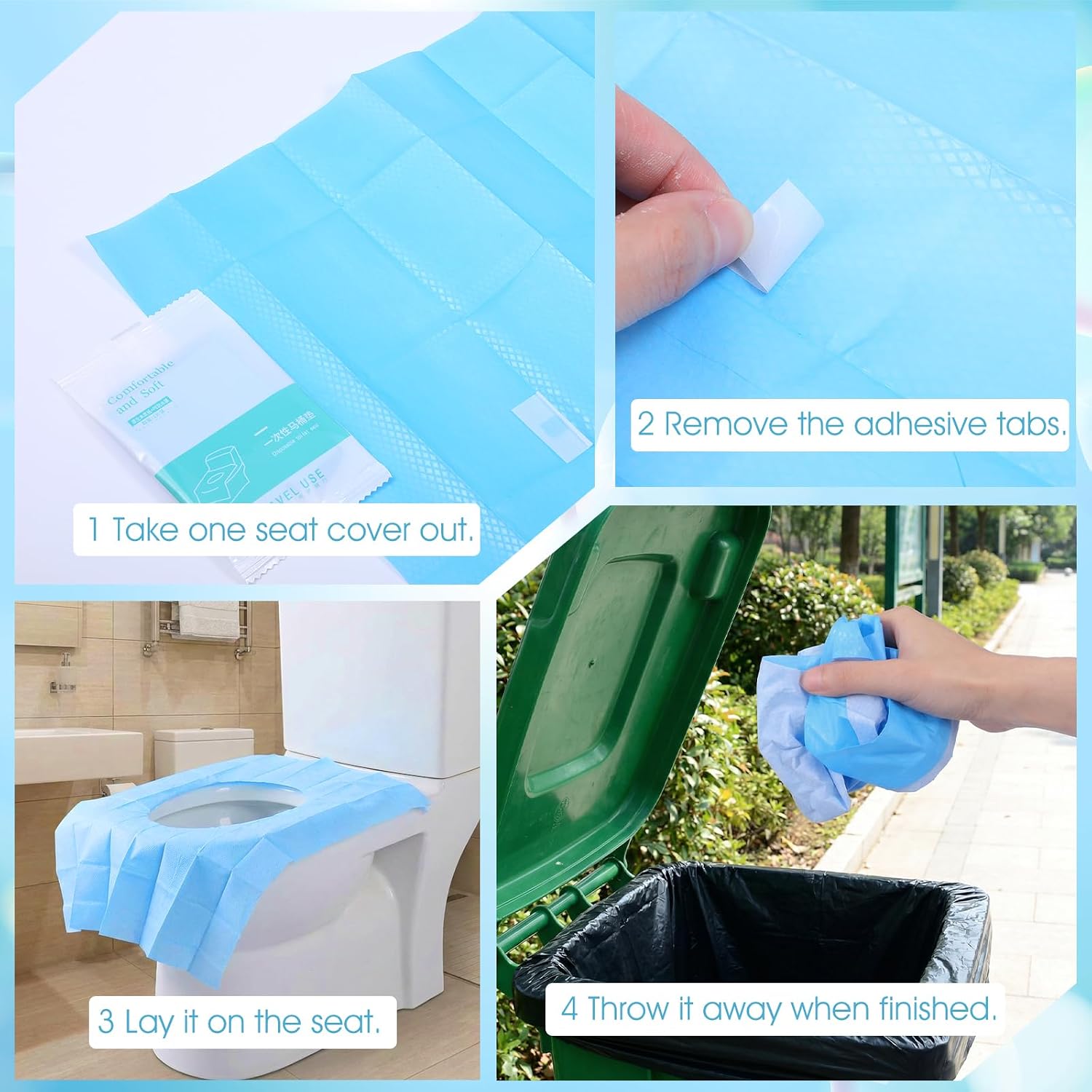 100 Pack Disposable Toilet Seat Covers 16x24 Inch Travel Toilet Covers