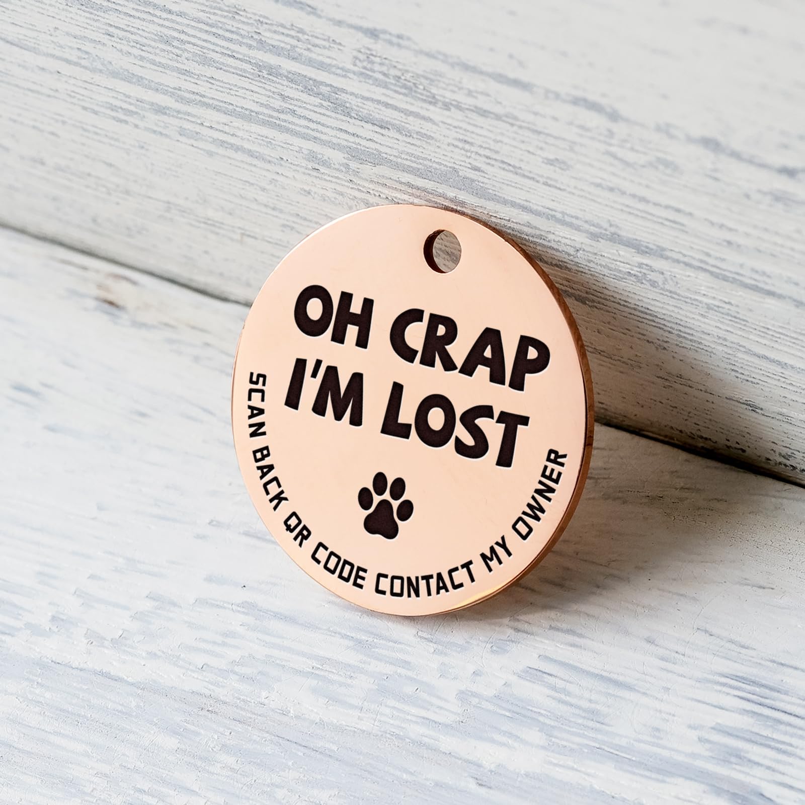 MYLUCKYTAG Médaille pour chien en acier inoxydable avec code QR – Scannez QR pour les alertes instantanées de localisation des animaux de compagnie