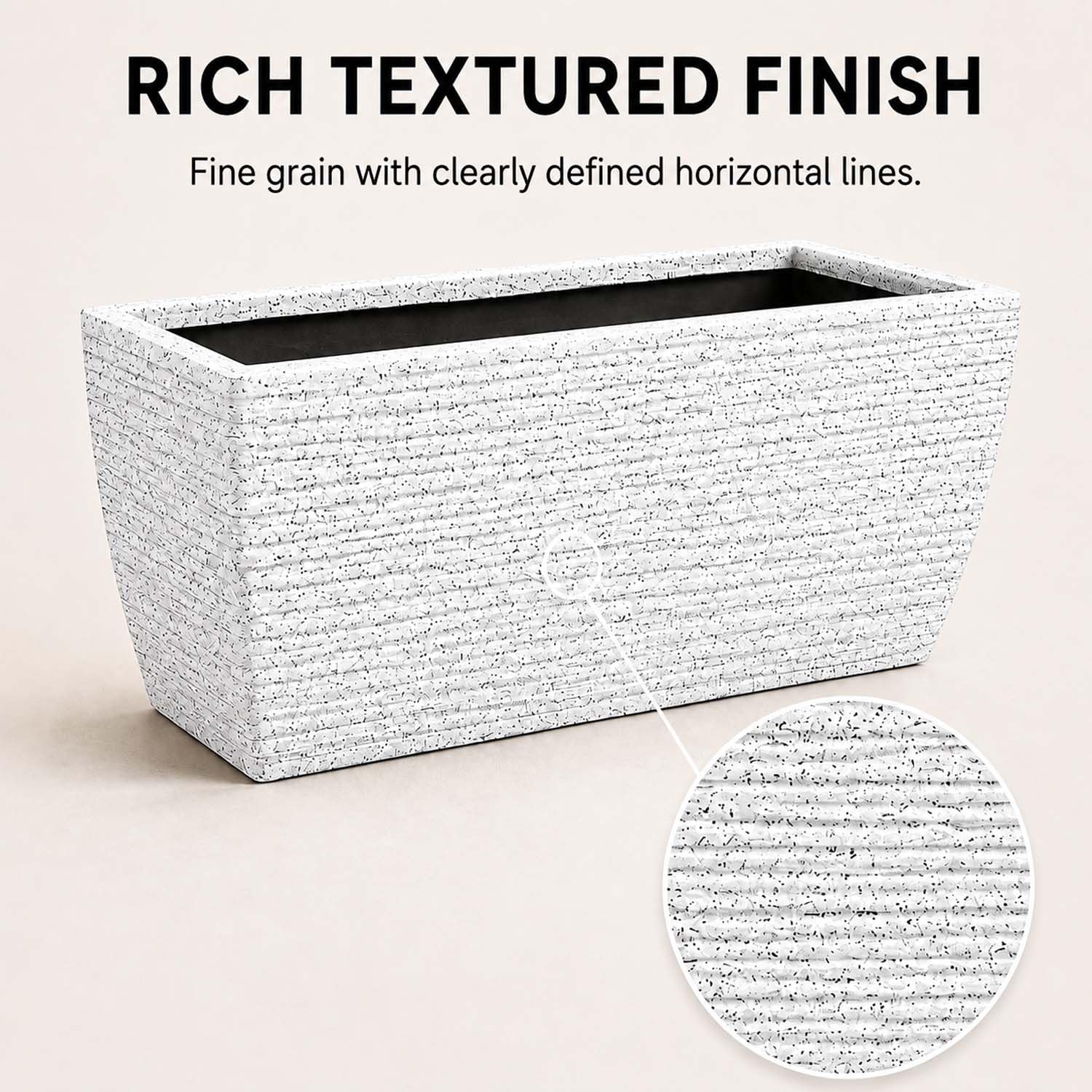 Go Hooked Leios Planter - Marble Rectangular Pot -3