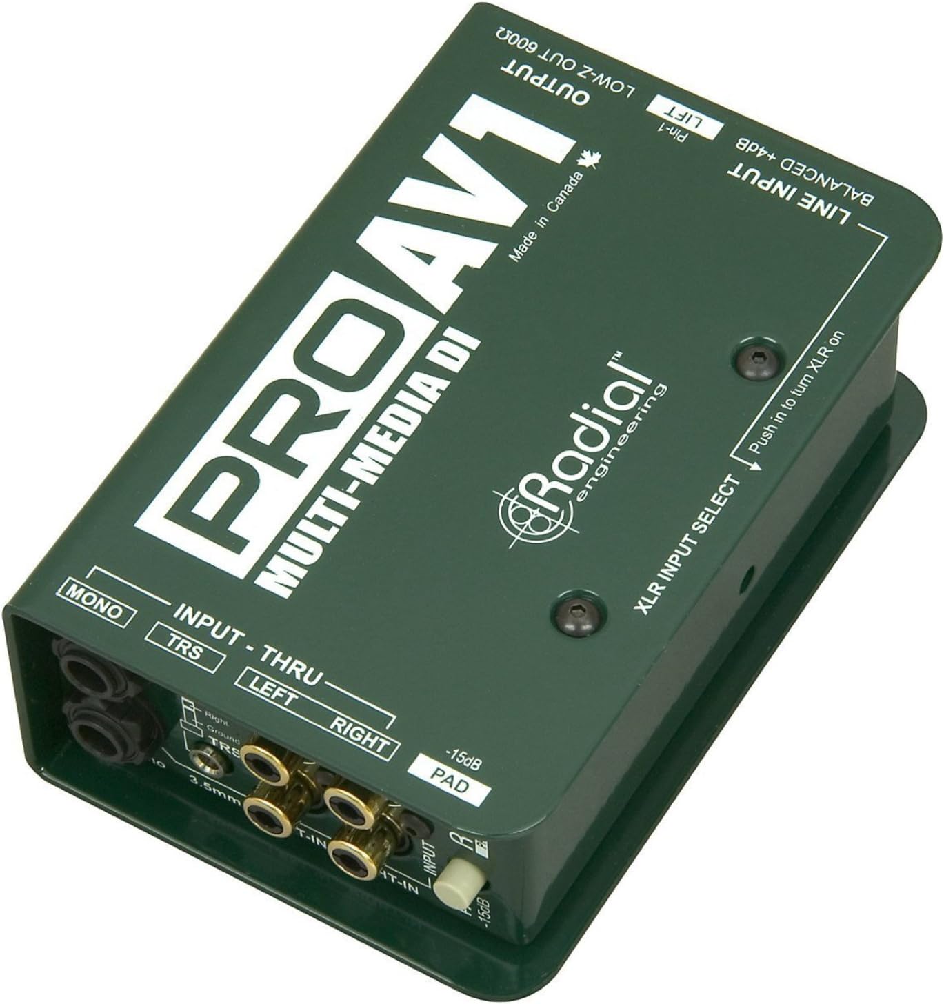 Radial ProAV1 Passive 1-channel Direct Box Multimedia DI with Senor Cables 20' XLR Microphone Cable