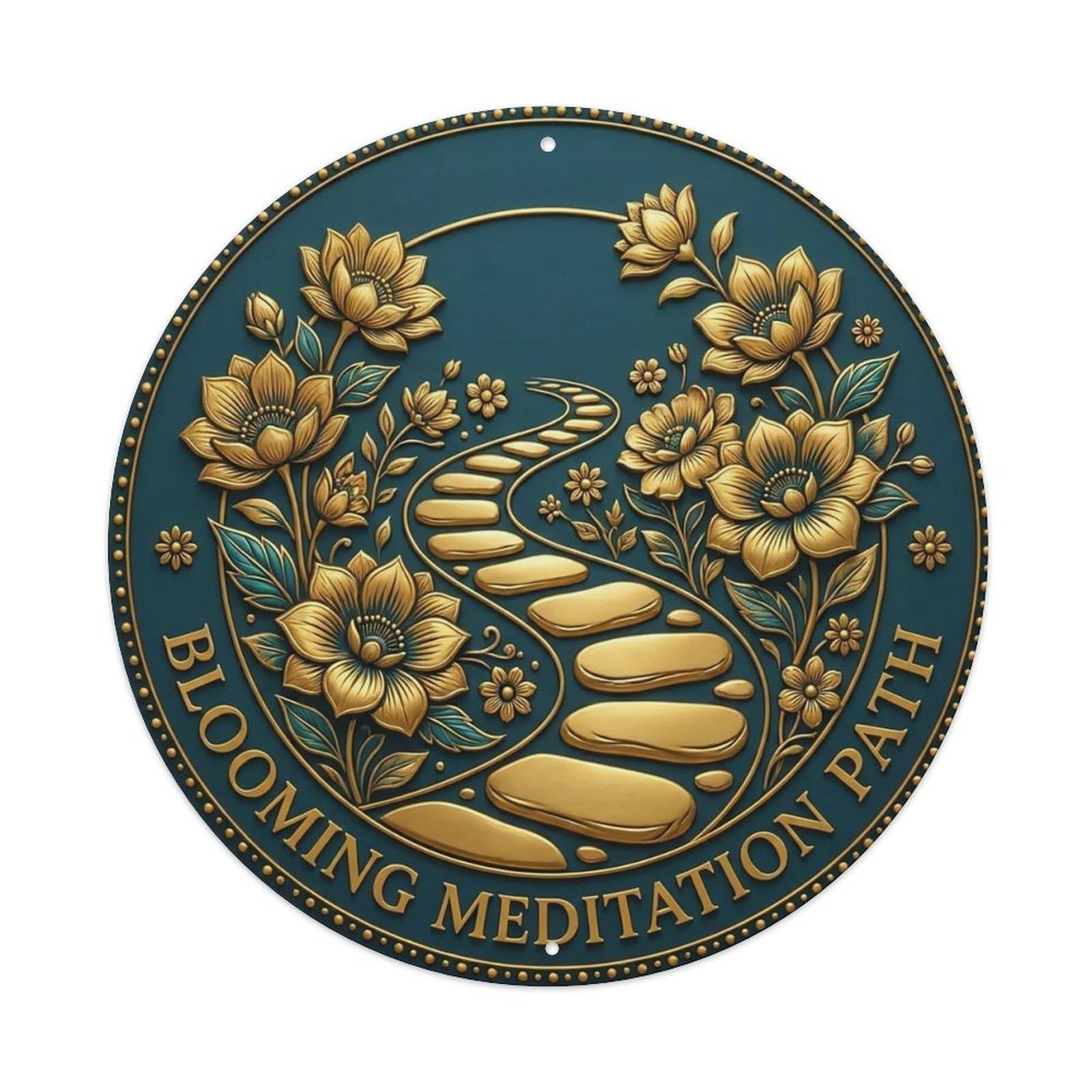 Vintage Blooming Meditation Path Flower Zen Yoga Metal Tin Sign
