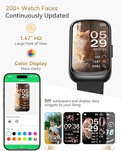 Miniatura 7 de Rastreador de salud y fitness, relojes de fitness para hombresmujeres con frecuencia cardíaca, oxígeno en sangre, monitor de sueño, reloj