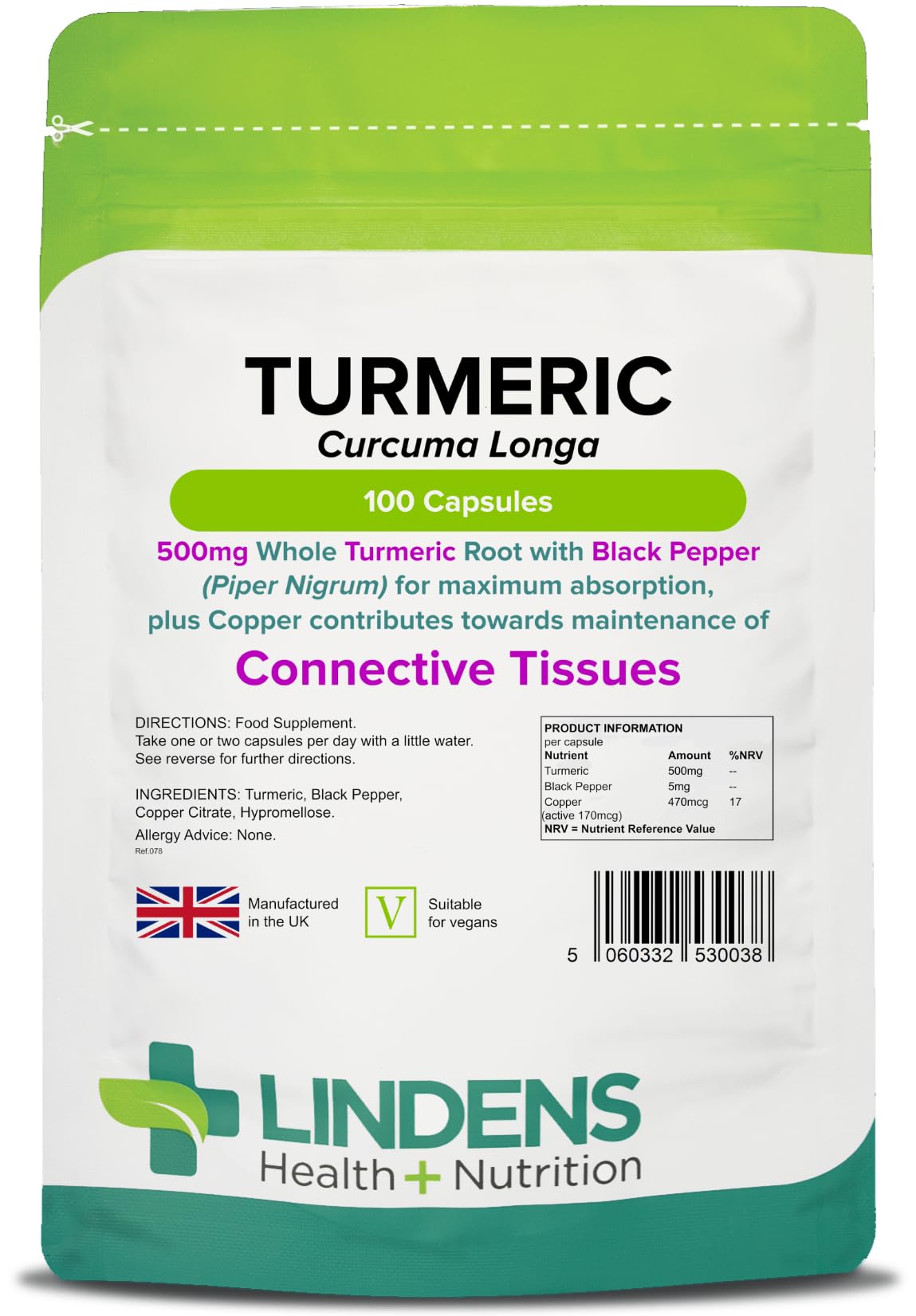 Turmeric Whole Root Extract 500mg 100 Capsules Curcumin Rich Curcuma