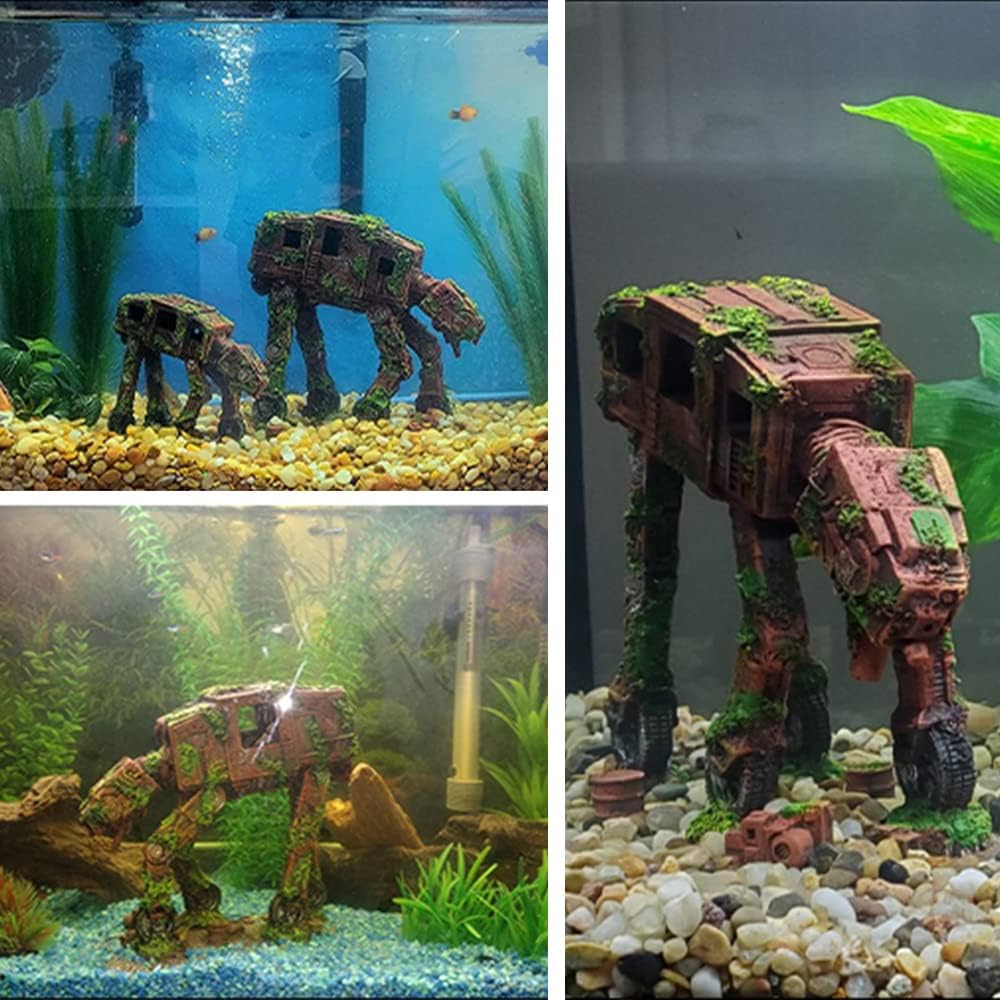 Decorazioni per acquario, castello di Hobbit, accessori per acquari, giocattoli Betta, decorazione per acquario, ornamenti per acquario, decorazione in resina (stile 1 - grande)