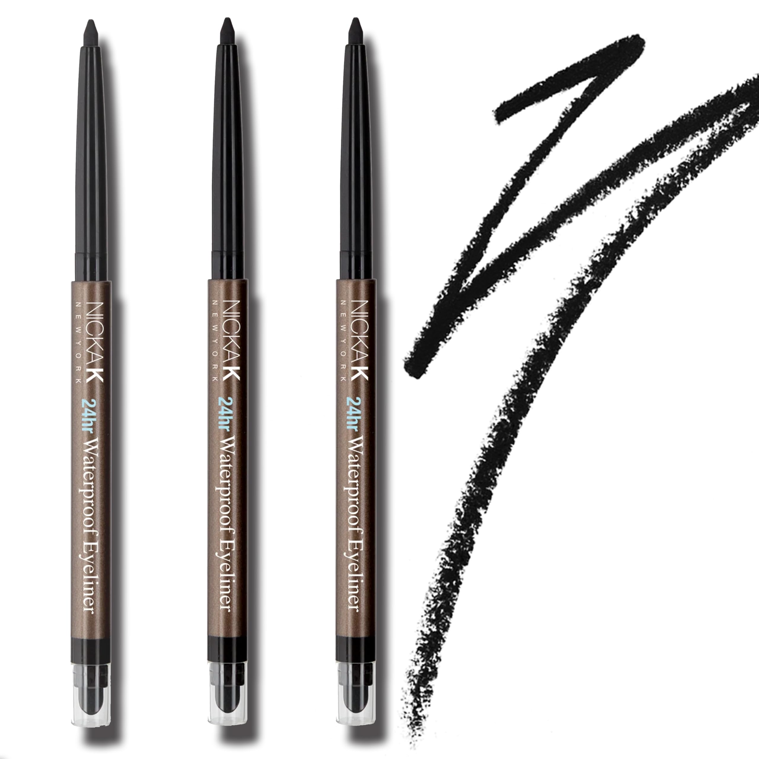 The Make-Up Artist Project 3 pack bundle of NYA40 Black Waterproof Eyeliner Long-Lasting Black Color Intensity Mechanical Liner