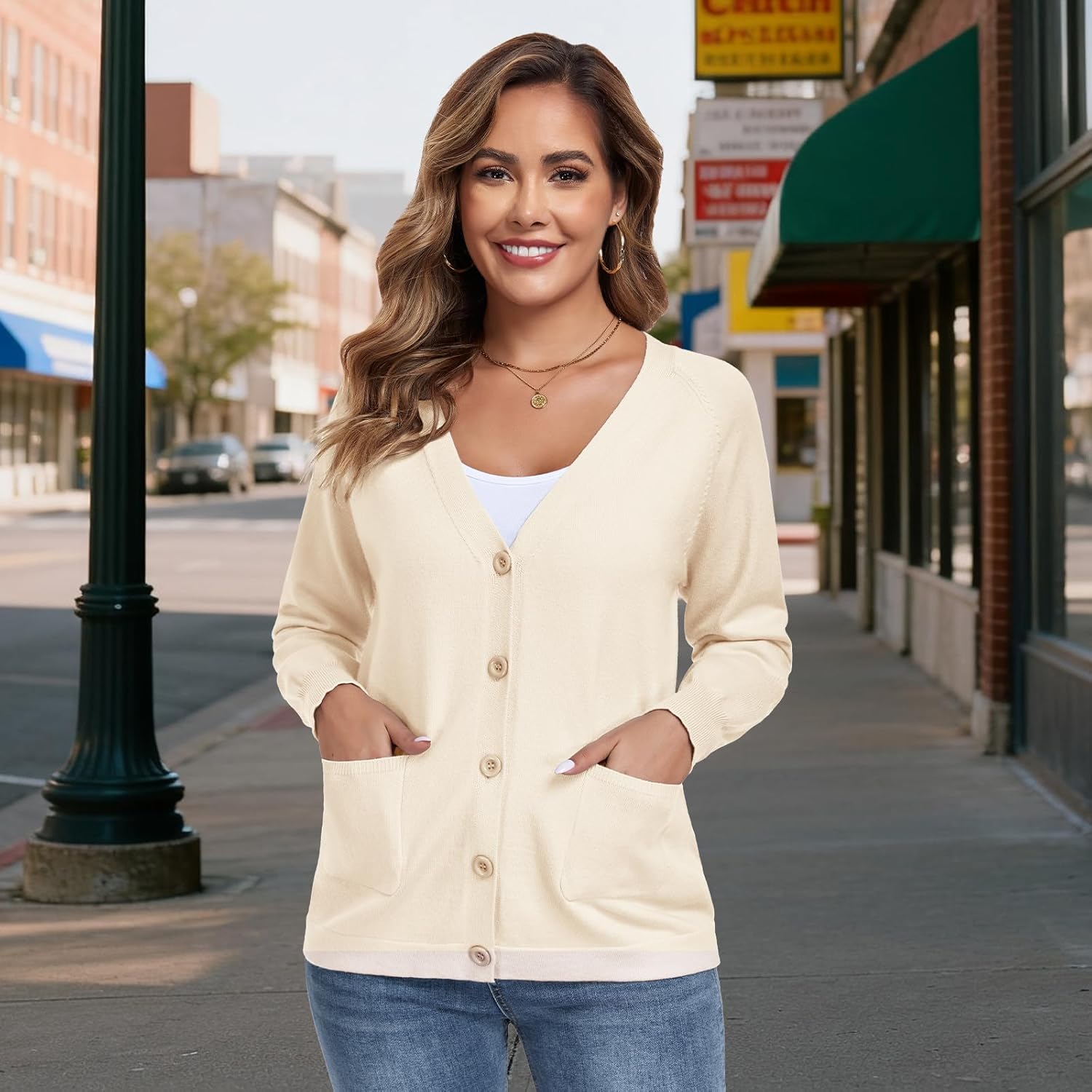 towncat womens cardigans sweater with pocket button down, 2026 spring fall knit oversized cardigan sweaters long sleeve large a06 apricot