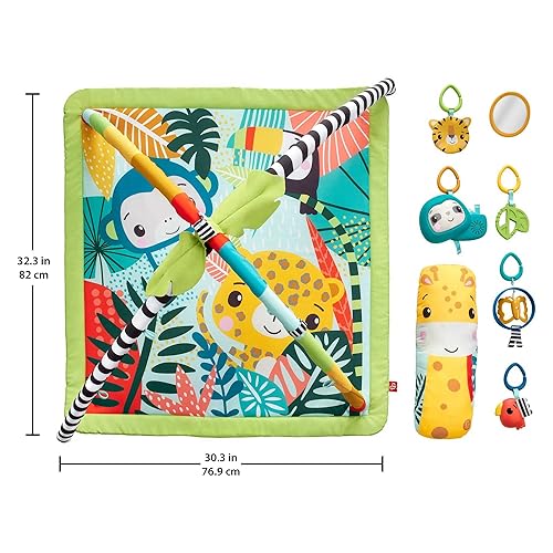 Miniatura 9 de Gimnasio Fisher-Price Deluxe con música y luces diseño de la selva Empaque libre de frustración Selva tropical