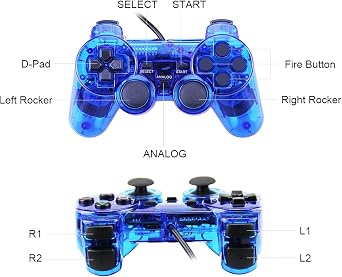 Hovlian 2 Pack PS2 Wired Controller,Double Shock Gamepad Compatible with PS2 Controller (Black 2 PACK)
