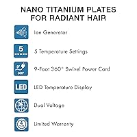 Vista 7 de Nano Titanium Ionic Hair Straightener, Professional Flat Iron For All Hair Types