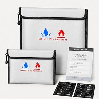 Qeuvax 耐火バッグ 2個セット 大小 約1200℃耐熱