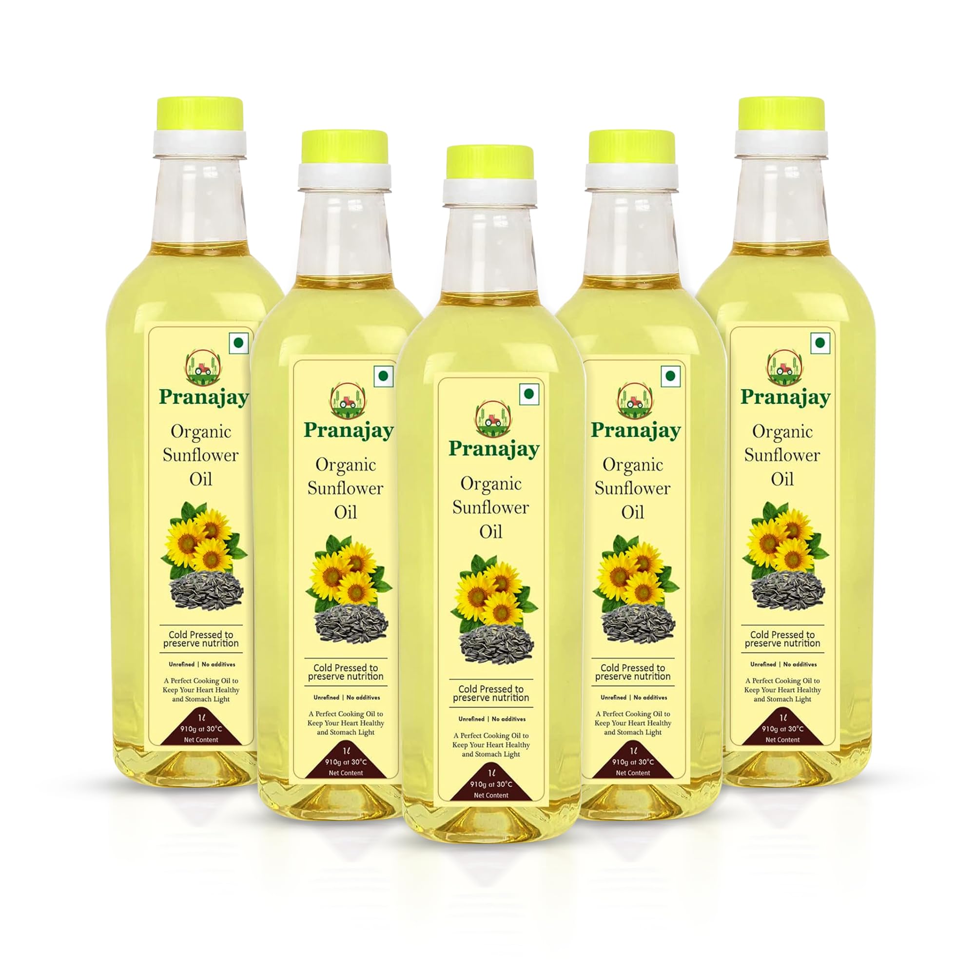Pranajay Organic Cold Pressed Sunflower Oil 5 Litre (1 ltr X 5) | 100% Natural Edible for Cooking High in Antioxidants Delicious & Healthy | Nutrient Rich & Chemical Free (B0CWL4CBWB) Amazon Price History, Amazon Price Tracker